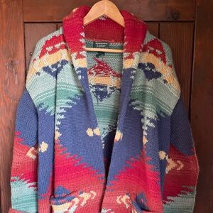 Ralph Lauren hand knit Aztec sweater cardigan s